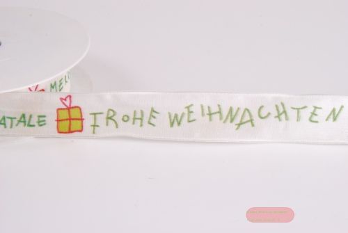 Bild von Band 20m/ 25mm, Noel, elfenbein/grün