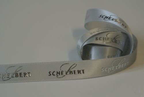 Bild von Band 100m/ 13mm, 3D Logo auf Satin, silber