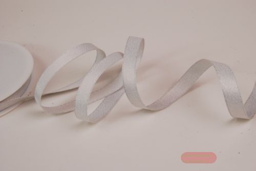 Bild von Band 20m/ 10mm, Satin mit Silber, weiss