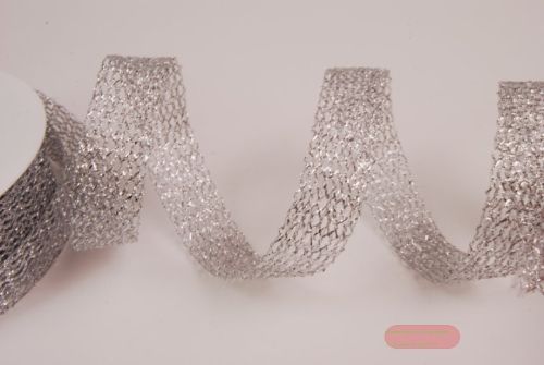 Bild von Band 20m/ 25mm, Gitter Lurex, silber
