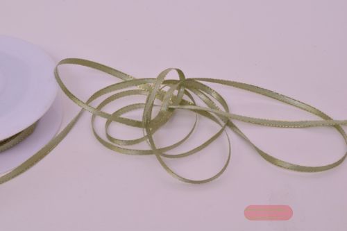 Bild von Band 50m/ 3mm, Satin m. Goldkante, h'grün