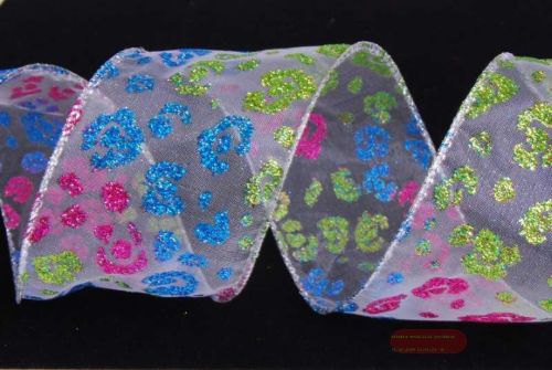 Bild von Band 10m/ 65mm, GlimmerPunkte auf Organza, bunt