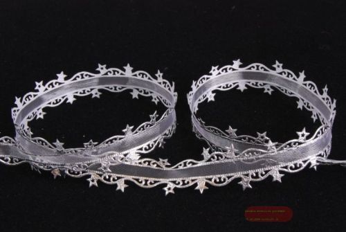 Bild von Band 20m/ 23mm, Sternenkante, weiss/silber