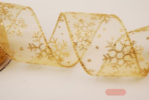 Bild von Band 10m/ 50mm, Goldstern Organza, gold