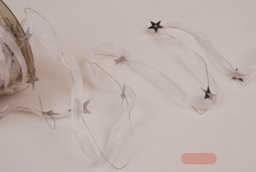 Bild von Girlande 10m/ 10mm, Organza- & Sternen, weiss