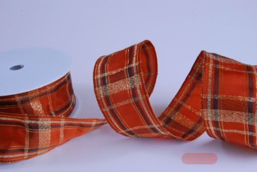 Bild von Band 20m/ 40mm, Karo mit Lurex, h'braun