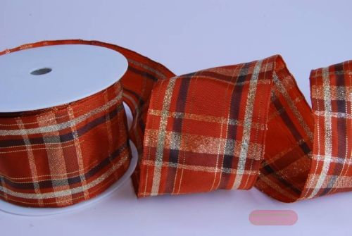 Bild von Band 20m/ 60mm, Karo mit Lurex, h'braun