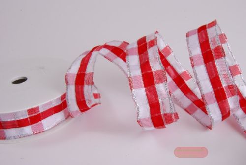 Bild von Band 20m/ 25mm, Karo, rot/weiss