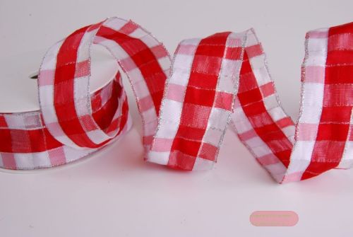 Bild von Band 20m/ 40mm, Karo, rot/weiss