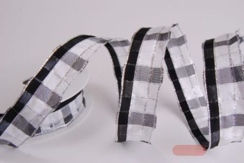 Bild von Band 20m/ 25mm, Karo, schwarz/weiss