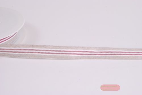 Bild von Band 20m/ 15mm, Mittelstreifen Leinen, braun