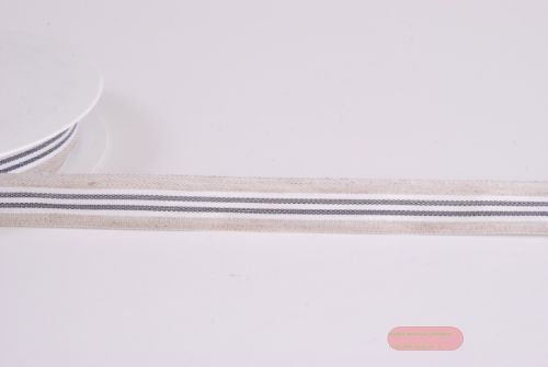 Bild von Band 20m/ 15mm, Mittelstreifen Leinen, grau
