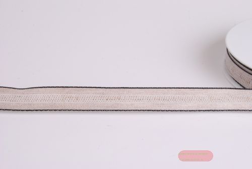 Bild von Band 20m/ 15mm, Muster in Leinen, weiss