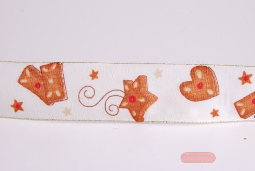 Bild von Band 20m/ 40mm, Lebkuchen, ecru/braun