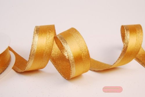 Bild von Band 25m/ 25mm, Satin mit Lurex, d'gold