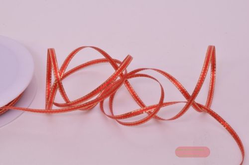 Bild von Band 50m/ 3mm, Satin m. Goldkante, rot