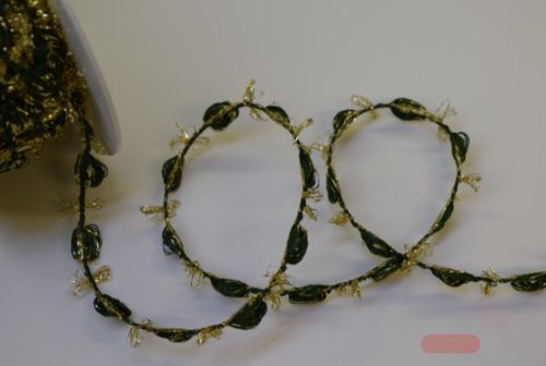 Bild von Band 20m/ 12mm, Punkt/ Masche, grün/gold