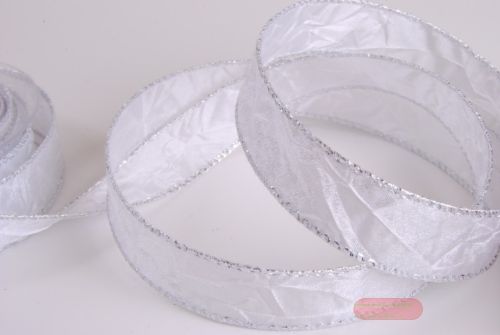 Bild von Band 10m/ 25mm, Crash metallic, weiss