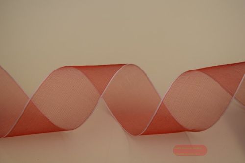 Bild von Band 25m/ 40mm, Organza - weisse Kante, rot