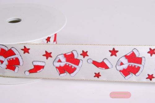 Bild von Band 25m/ 40mm, Nikokleid, rot/ecru