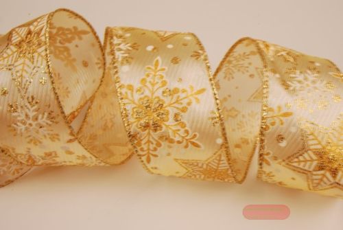 Bild von Band, 10m/ 50mm Schneestern, gold