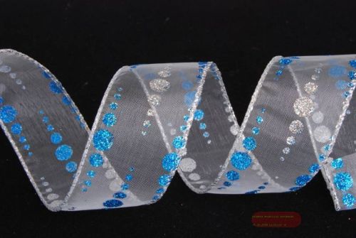 Bild von Band 10m/ 40mm, Glitzerkugel farbig, blau
