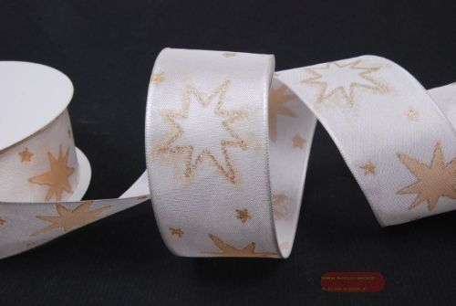 Bild von Band 25m/ 40mm, Stern, ecru