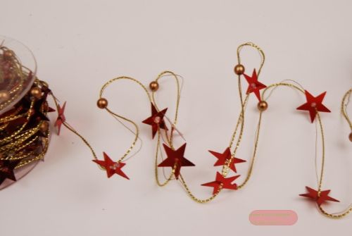 Bild von Girlande 10m/ 1mm, Sternen/Perlendraht, rot 30
