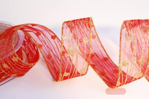 Bild von Band 25m/ 38mm, Glitterdruck, rot