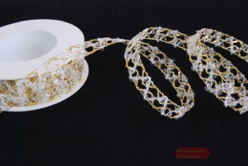 Bild von Band 20m/ 10mm, Gitterfransen, gold