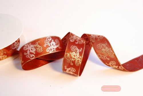 Bild von Band 25m/ 25mm, Ornament, braun/kupfer