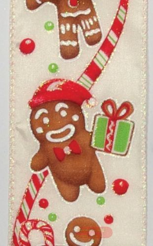 Bild von Band 10m/ 65mm, Lebkuchen, ecru/braun