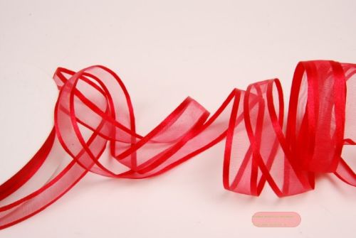 Bild von Band 25m/ 15mm, Organza D-Face satin, rot