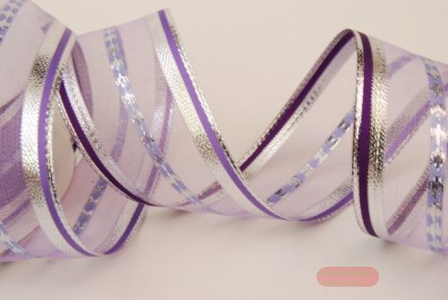 Bild von Band 20m/ 40mm, Streifen, lila/silber