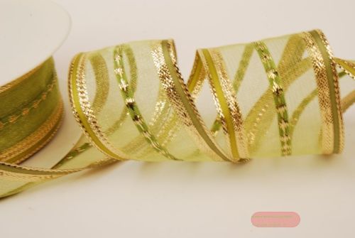 Bild von Band 20m/ 40mm, Streifen, grün/gold