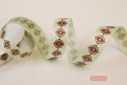 Bild von Band 20m/ 15mm, Emblem auf Satin, grün/braun