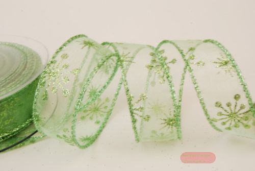 Bild von Band 10m/ 25mm, Flocke-Glitter, weiss/rot