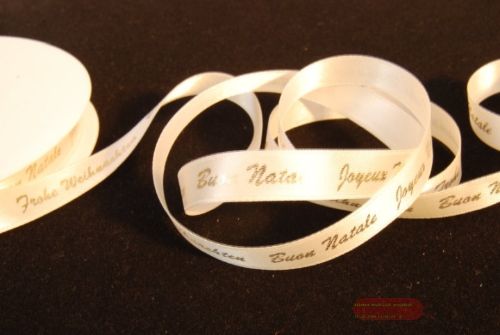 Bild von Band 25m/ 25mm, Frohe Weihnachten, ecru/gold