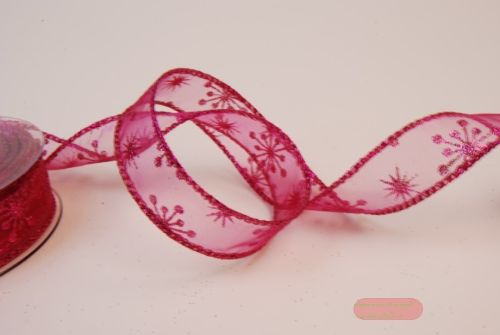 Bild von Band 10m/ 25mm, Flocke-Glitter, fuchsia