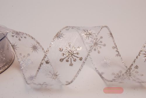 Bild von Band 10m/ 40mm, Flocke-Glitter, silber