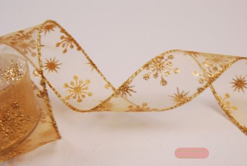 Bild von Band 10m/ 40mm, Flocke-Glitter, gold