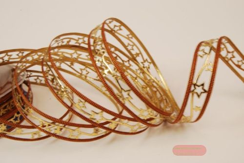 Bild von Band 20m/ 15mm, Sternenreihe, braun/gold