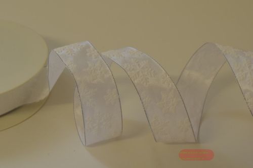 Bild von Band 25m/ 25mm, Schneesterne, weiss