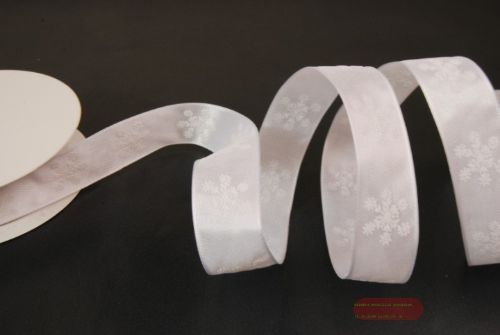 Bild von Band 20m/ 25mm, Schneesterne, weiss