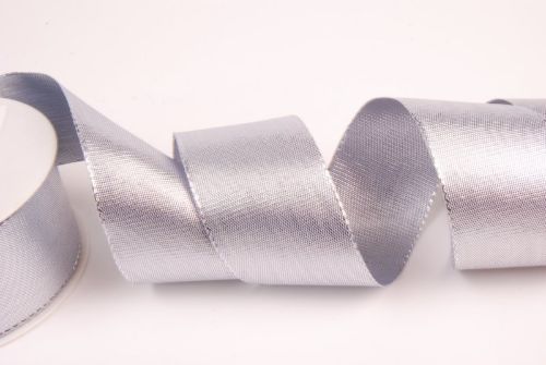 Bild von Band 20m/ 40mm, Flat lurex wired, silber
