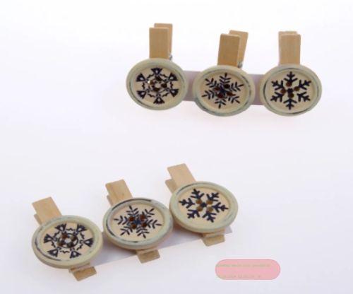 Bild von Klammer, Holzknöpfe 35mm - VE 3x 6 Stk, ecru