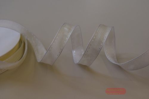 Bild von Band 25m/ 15mm, Uni mit Rand, weiss