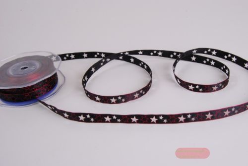 Bild von Band 20m/ 10mm, Stern gestanzt, rot/schwarz
