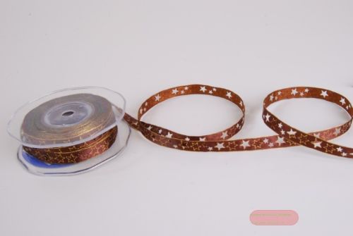 Bild von Band 20m/ 10mm, Stern gestanzt, braun