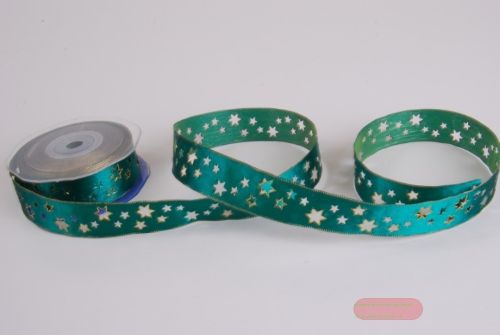Bild von Band 20m/ 24mm, Stern gestanzt, d'grün